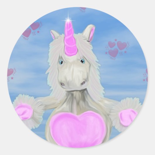 Sticker Rond Étreintes de licorne (Devant)