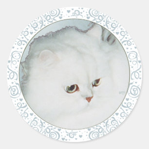 Sticker Rond Étude de tête de chat persan argenté
