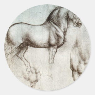 Sticker Rond Étude des chevaux - Léonard de Vinci