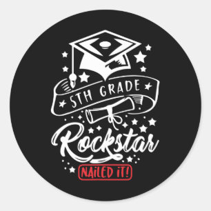 Sticker Rond Étudiant de 5e année rock Star Ncloué Il drôle fin