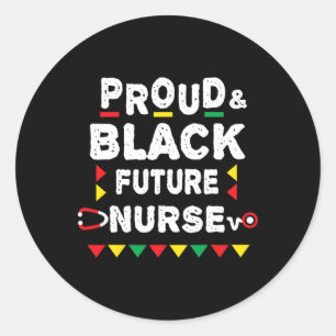 Sticker Rond Étudiant en soins infirmiers Futur infirmier noir