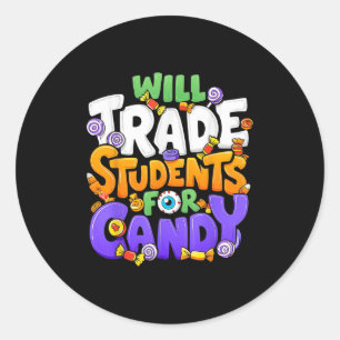 Sticker Rond Étudiera Les Étudiants À Candy Maître Cute Hallowe