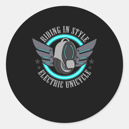 Sticker Rond EUC Monowheel équitation dans le style (Devant)