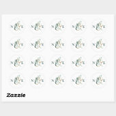 Sticker Rond Eucalyptus Ampersand Gold Green Mariage (Feuille)