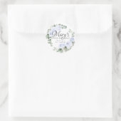 Sticker Rond Eucalyptus Blue Floral 100e Anniversaire Merci (Sac)