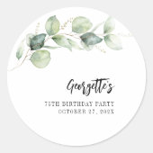 Sticker Rond Eucalyptus Botanique pour 75e Anniversaire (Devant)