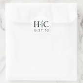 Sticker Rond Eucalyptus Cadre Vert Bleu Vert Noir Initial (Sac)
