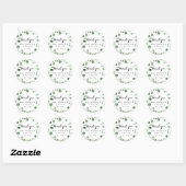 Sticker Rond Eucalyptus Calligraphie Merci Mariage Faveur (Feuille)