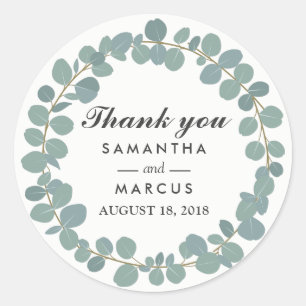 Sticker Rond Eucalyptus Cercle Vert Mariage Merci