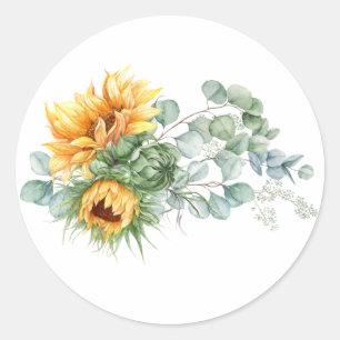 Sticker Rond Eucalyptus de tournesol de Boho