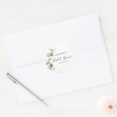 Sticker Rond Eucalyptus de verdure lavis de mariage (Enveloppe)