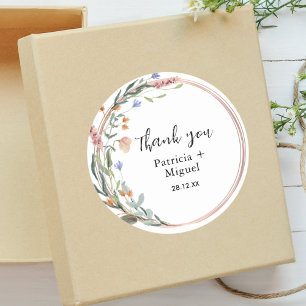 Sticker Rond Eucalyptus de verdure Merci Mariage personnalisé