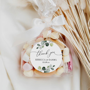 Sticker Rond Eucalyptus de verdure rustique Merci personnalisé