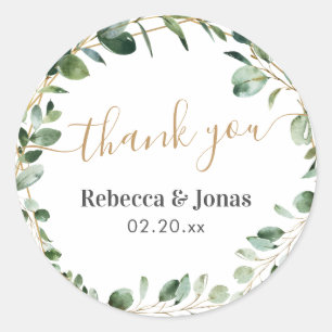 Sticker Rond Eucalyptus de verdure rustique Merci personnalisé