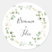 Sticker Rond Eucalyptus d'or Foliage Mariage Enveloppe Phoques (Devant)