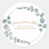 Sticker Rond Eucalyptus en aquarelle Enveloppe Adresse Sceau (Devant)