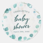Sticker Rond Eucalyptus et Baby shower de marbre (Devant)