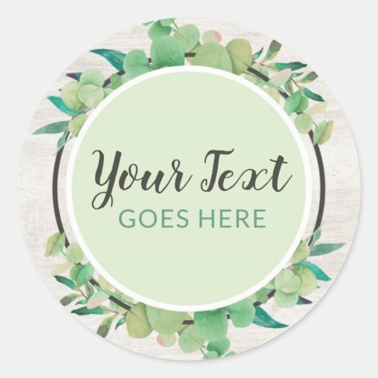 Sticker Rond Eucalyptus et Eco Bois Rustique (Devant)