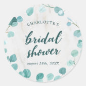 Sticker Rond Eucalyptus et Marbre : Baby Shower de Mariée (Devant)