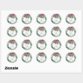 Sticker Rond Eucalyptus et mariage floral rouge Favoriser (Feuille)