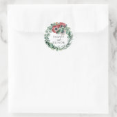 Sticker Rond Eucalyptus et mariage floral rouge Favoriser (Sac)