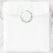 Sticker Rond Eucalyptus Faire-part de mariage aquarelle (Sac)
