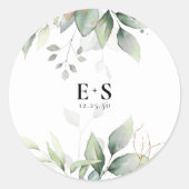 Sticker Rond Eucalyptus Feuille de verdure Mariage Classic Roun (Devant)