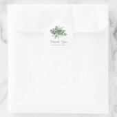 Sticker Rond Eucalyptus Feuille Nature Verdure Script Merci (Sac)