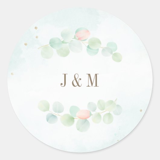 Sticker Rond Eucalyptus Feuilles Floral Wreath Mariage (Devant)