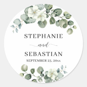 Sticker Rond Eucalyptus Floral Mariage