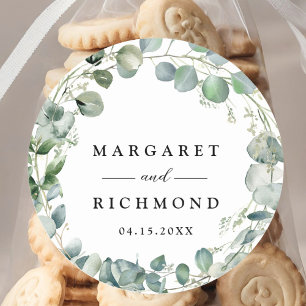 Sticker Rond Eucalyptus Foliage Élégant Mariage de verdure
