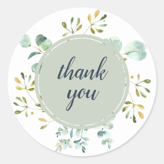 Sticker Rond Eucalyptus Foliage Merci Mariage botanique (Devant)