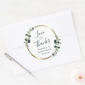 Sticker Rond Eucalyptus Gold Metallic Wedding Favor Merci (Enveloppe)