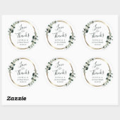 Sticker Rond Eucalyptus Gold Metallic Wedding Favor Merci (Feuille)