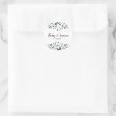 Sticker Rond Eucalyptus Green Anniversaire Floral Date (Sac)