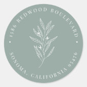 Sticker Rond Eucalyptus Green Botanical Round Adresse de retour (Devant)