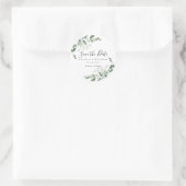 Sticker Rond Eucalyptus Green Enregistrer la date (Sac)