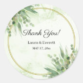 Sticker Rond Eucalyptus Green Gold Foliage Merci (Devant)