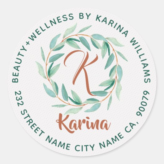 Sticker Rond Eucalyptus Green Leafs Wreath Beauté & Wellness (Devant)