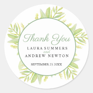 Sticker Rond Eucalyptus green leaves thank you favor