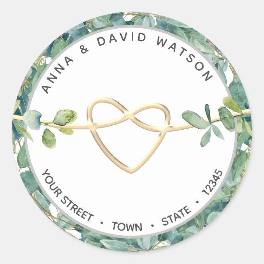 Sticker Rond Eucalyptus Greenery Adresse de retour (Devant)