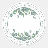 Sticker Rond Eucalyptus Greenery Simple Circle Adresse de retou (Devant)
