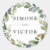 Sticker Rond Eucalyptus Grove | Mariage de couronne botanique (Devant)