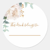 Sticker Rond eucalyptus mariage cette boisson appartient à (Devant)