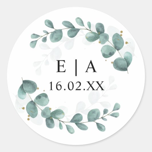 Sticker Rond Eucalyptus Mariage de verdure Bonbonniere (Devant)
