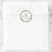 Sticker Rond Eucalyptus mariage faveur merci (Sac)