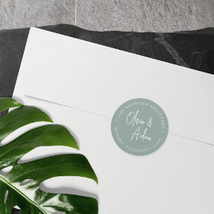 Sticker Rond Eucalyptus Mariage manuscrit Adresse de retour