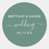 Sticker Rond Eucalyptus Mariage vert Enveloppe Phoques (Devant)