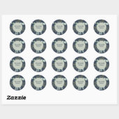 Sticker Rond Eucalyptus Marine Bleu Mariage Botanique Merci (Feuille)