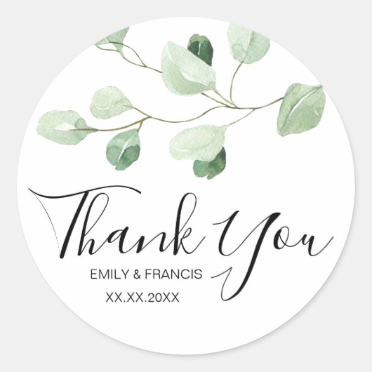 Sticker Rond eucalyptus merci (Devant)